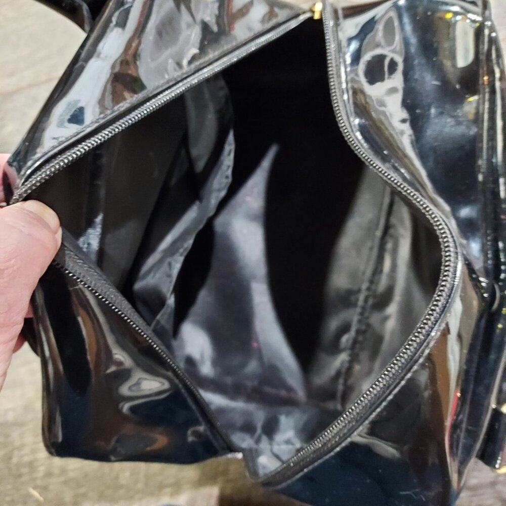 Patent Leather Vinyl Shiny Black Purse Handbag Bag Doctor Style - Picture 9 of 9